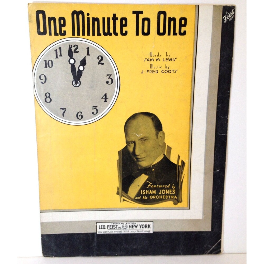 Isham Jones 1922 One Minute To One Sheet Music J. Fred Coots Sam Lewis Fox Trot